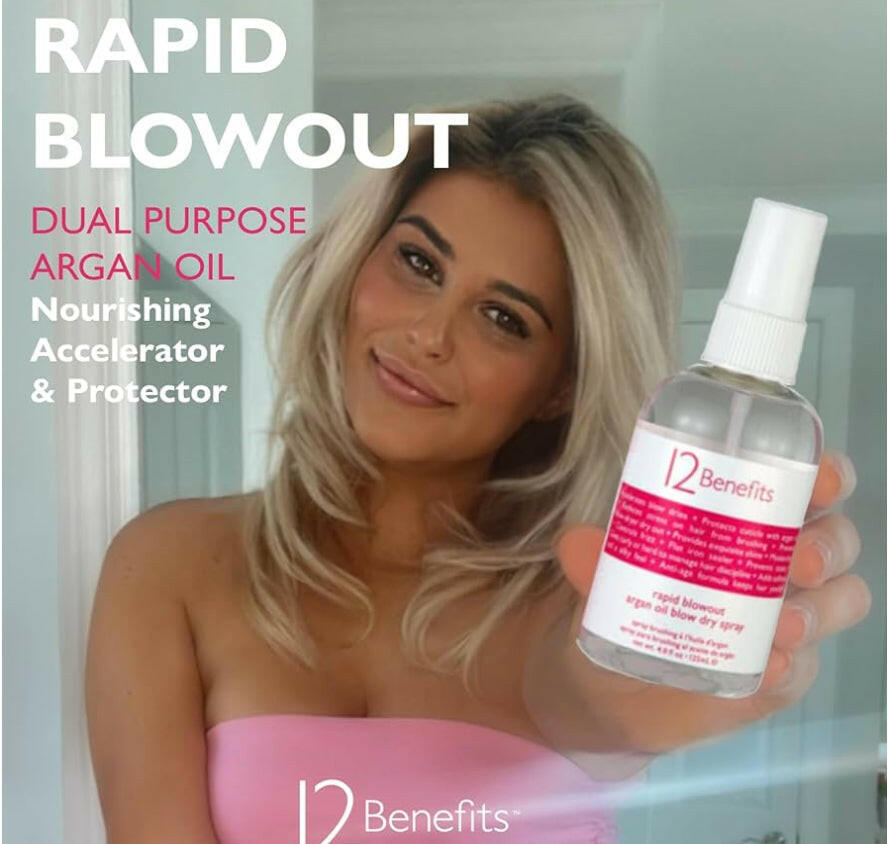 12 Benefits Rapid Blowout Argan Oil Heat Protector | Fast Dry & Shine